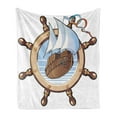 thumbnail image 1 of Ships Wheel Soft Flannel Fleece Blanket, Image of Ship Is in Framing of Steering Wheel Adventure Nautical Theme Artwork, Cozy Plush for Indoor and Outdoor Use, 50" x 60", Brown Blue, by Ambesonne, 1 of 5