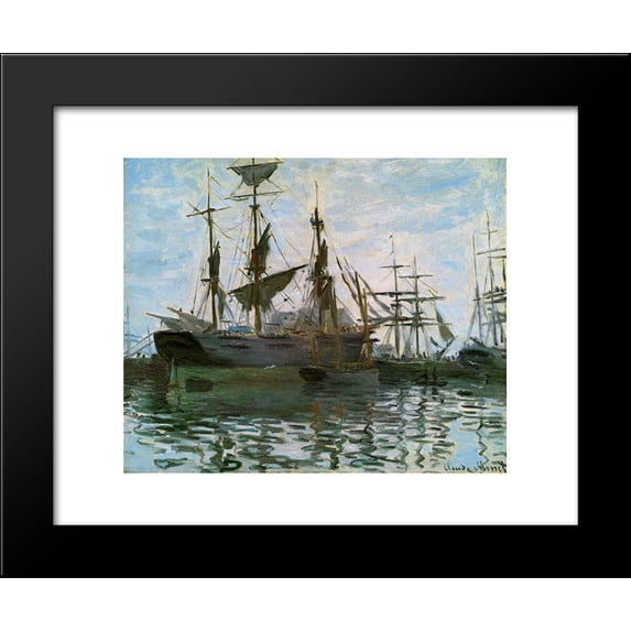 Ships in Harbor 20x24 Framed Art Print by Monet, Claude