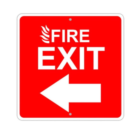 Ships to US only, Square Sign, Perfect for Fire Exit Instructions on Home, Office, Restaurant, Bar, Sign Size: 12 inch x 12 inch