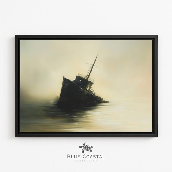 Shipwreck Art Nautical Wall Art Ship At Sea Maritime Artwork Ship Print For Office Wall Decor Nautical, Unframed Paper Print