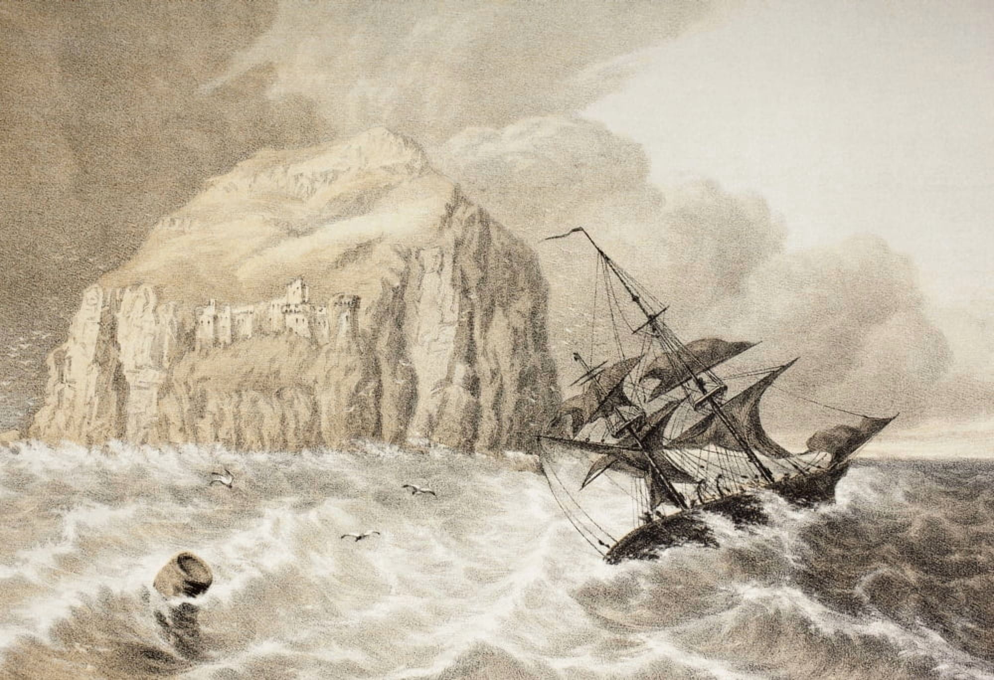 A Shipwreck Against The Bass Rock Firth Of Forth Scotland From The Scots Worthies According To Howies Second Edition 1781 Published 1879 Canvas Art - Ken Welsh Design Pics (34 x 24)