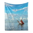 thumbnail image 1 of Shipwreck Soft Flannel Fleece Throw Blanket, Sunken Ship on Surface of Freshening Sea View with Cloudy Weather Nobody Print, Cozy Plush for Indoor and Outdoor Use, 50" x 60", Blue White, by Ambesonne, 1 of 5