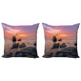 thumbnail image 1 of Ambesonne Nautical Throw Pillow Cover 2 Pack, Foggy Water Sunset, 24", Orange Grey, 1 of 2