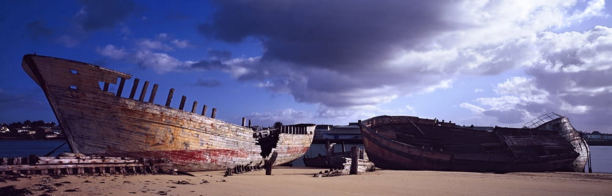 Shipwreck at the riverside Etel River Morbihan Brittany France Canvas Art - Panoramic Images (27 x 9)