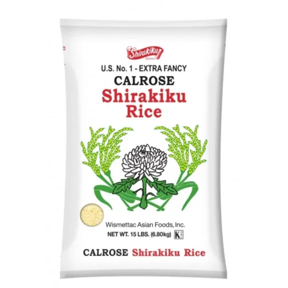 Shirakiku Calrose Rice Premium Medium Grain Japanese Rice, 15 lbs Bag
