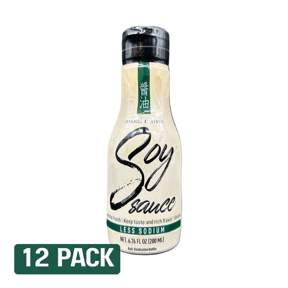SHIRAKIKU Draft Soy Sauce Less-Sodium Squeeze Bottle, 200ml, 12 pack