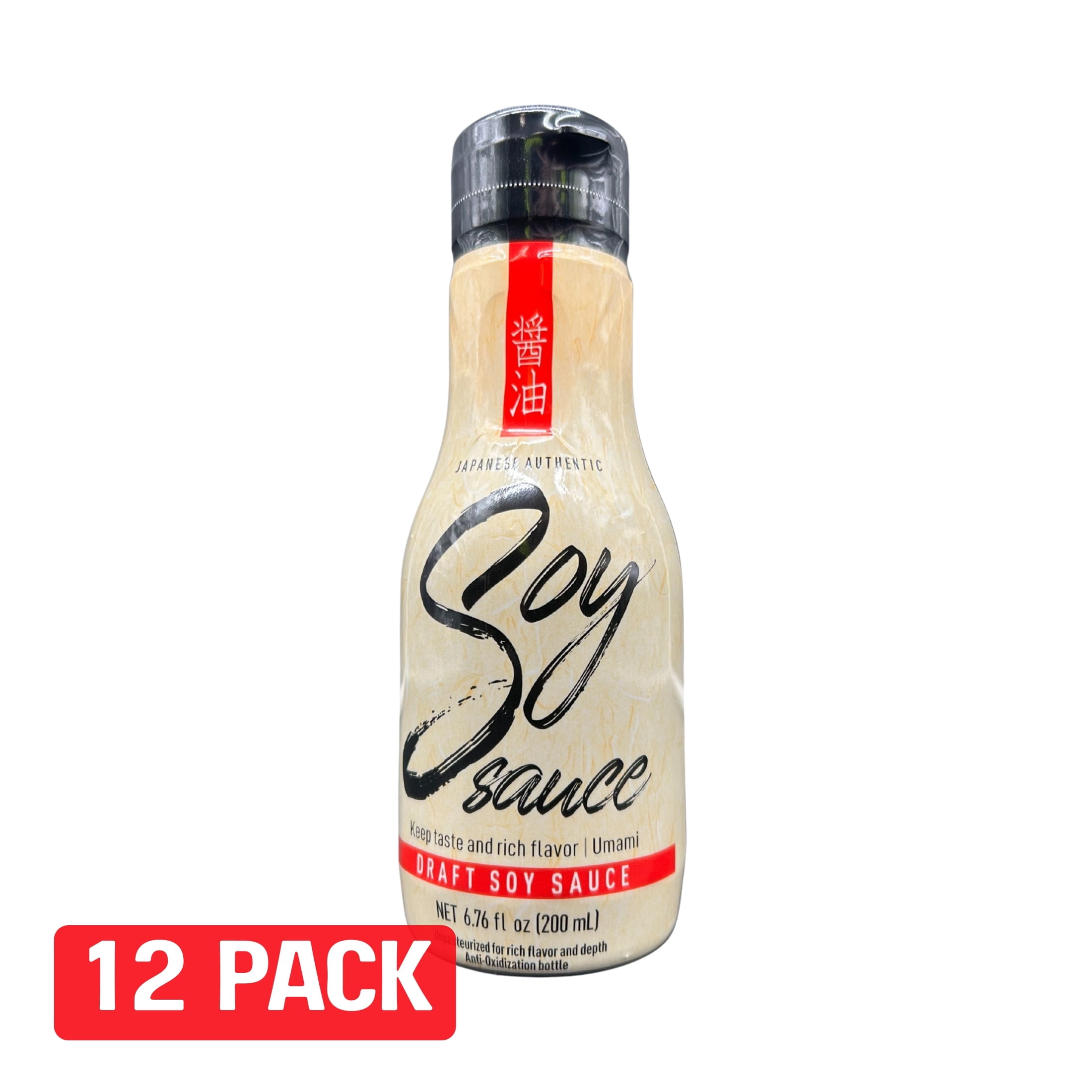 SHIRAKIKU Draft Soy Sauce Regular Squeeze Bottle, 200ml, 12 pack