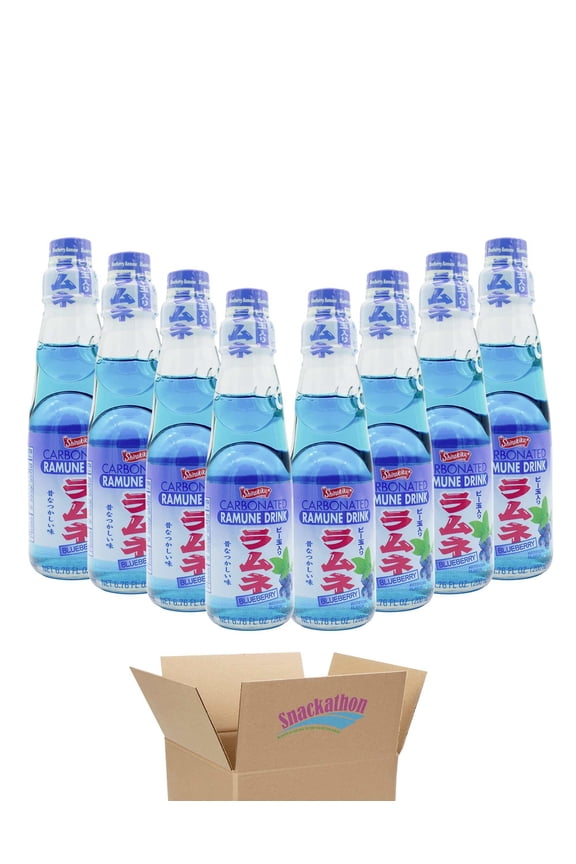Shirakiku Ramune Japanese Soda, Blueberry, 6.76 Fluid Ounce, Pack of 8
