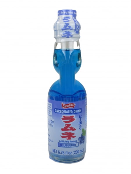 Shirakiku Ramune Japanese Soda – Blueberry Flavor – 3 Pack Glass