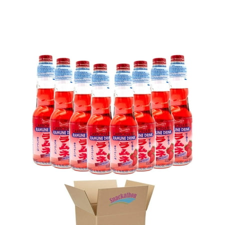 Shirakiku Ramune Japanese Soda, Strawberry, 6.76 Fluid Ounce, Pack of 8