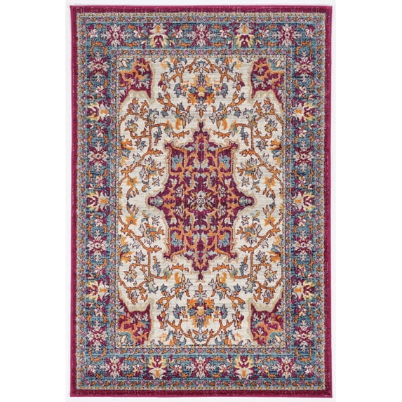 Shiraz Baci Ivory/Teal Rug, Multiple Sizes