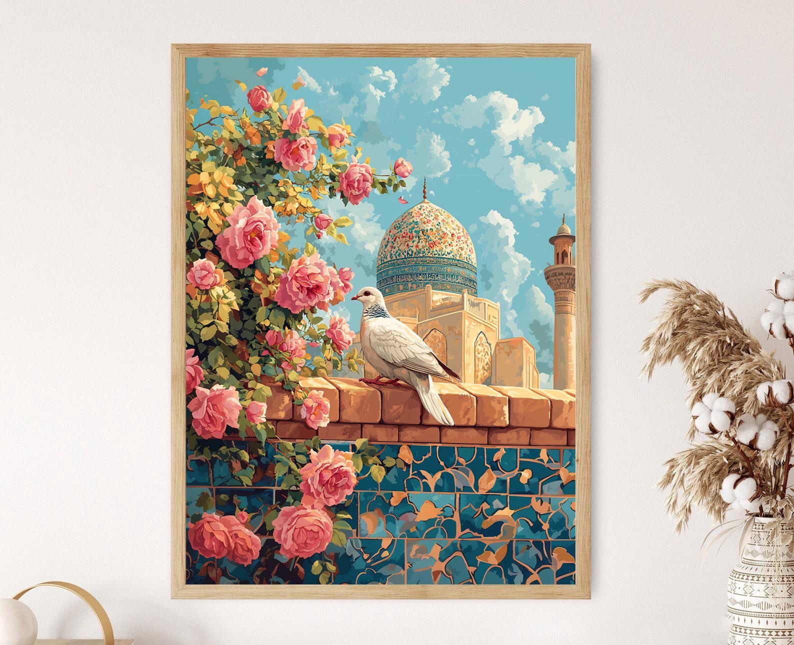 Shiraz Dove By Mosque Iranian Garden Bird Scene Flat Vector City Art ...