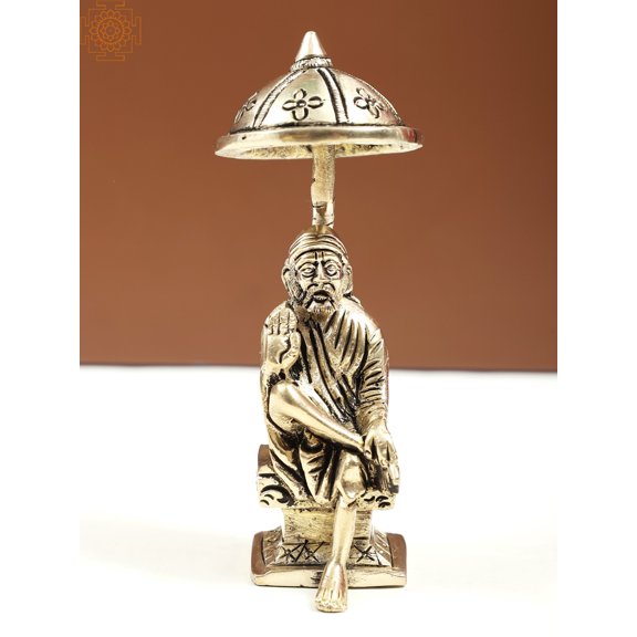 Shirdi Sai Baba Brass Statue with Chhatri | Handmade