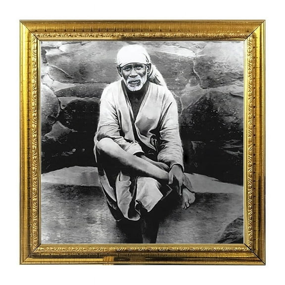 Shirdi Sai Baba God Idol Photo Frame for Pooja Hindu Bhagwan Devi Devta Photo Frame Wall Art Puja Temple Photo Frame 5.4 in