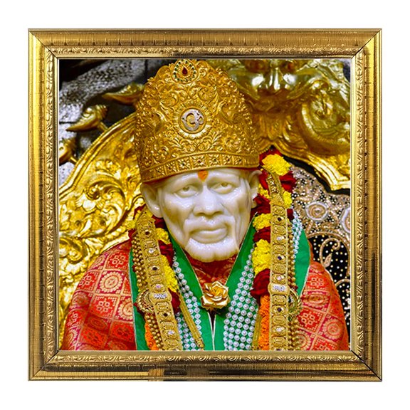 Shirdi Sai Baba God Idol Photo Frame for Pooja Hindu Bhagwan Devi Devta Photo Frame Wall Poster Puja Temple Photo Frame 5.4 in
