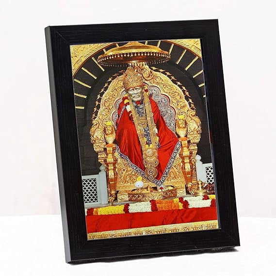 Shirdi Sai Baba Photo Frame Small Size For Wall / Table ( 9x7 inches, Acrylic Glass),Black