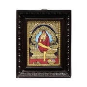 Shirdi Sai Baba Tanjore Painting | Traditional Colors With Gold | Teakwood Frame | Gold & Wood | Han