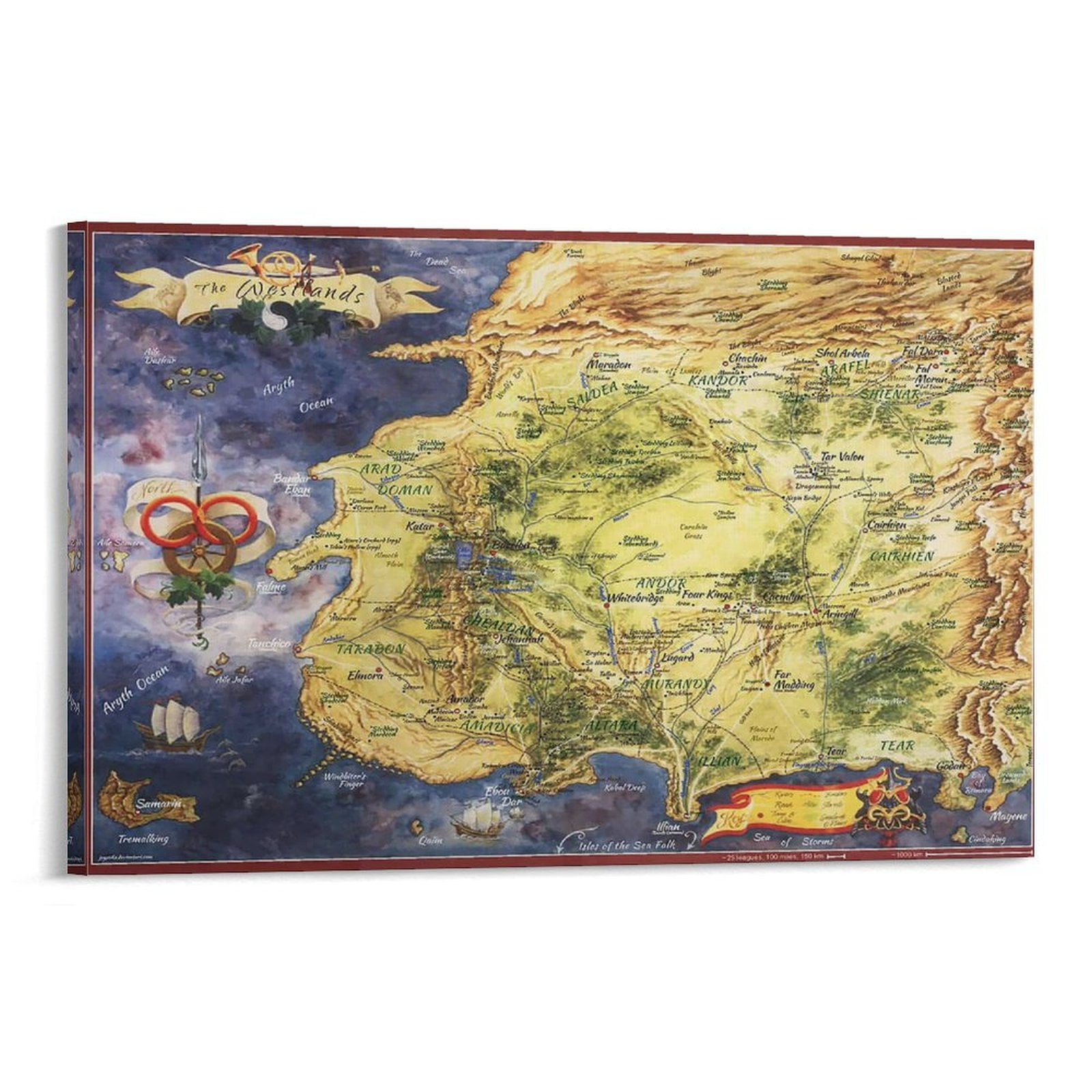 The Shire LOTR Middle Earth Hobbit Vintage World Map(2) Home Decor ...