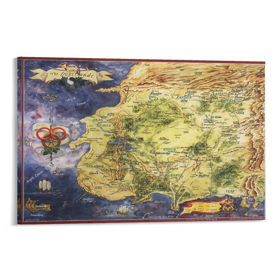 The Shire LOTR Middle Earth Hobbit Vintage World Map(2) Posters Wall Art Painting Canvas Gift Living Room Prints Bedroom Decor Poster Artworks 12x18inch(30x45cm)