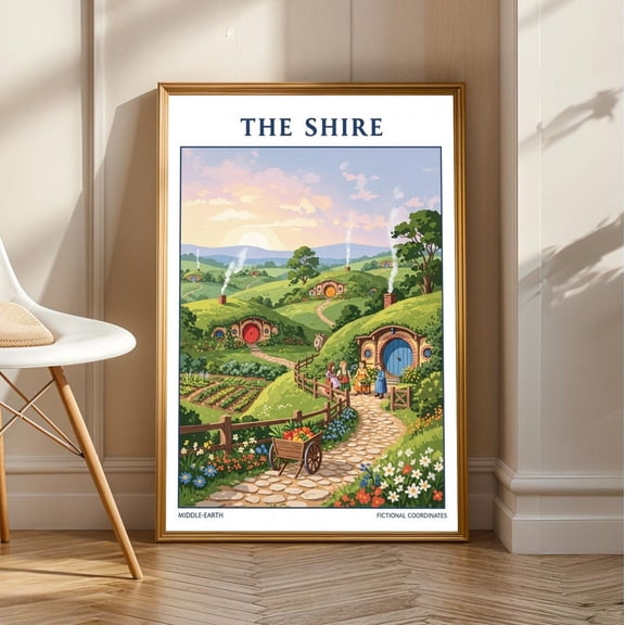 Shire Landscape Poster: Hobbiton Fantasy Art, Tolkien Decor, Unframed Poster Size 16x24