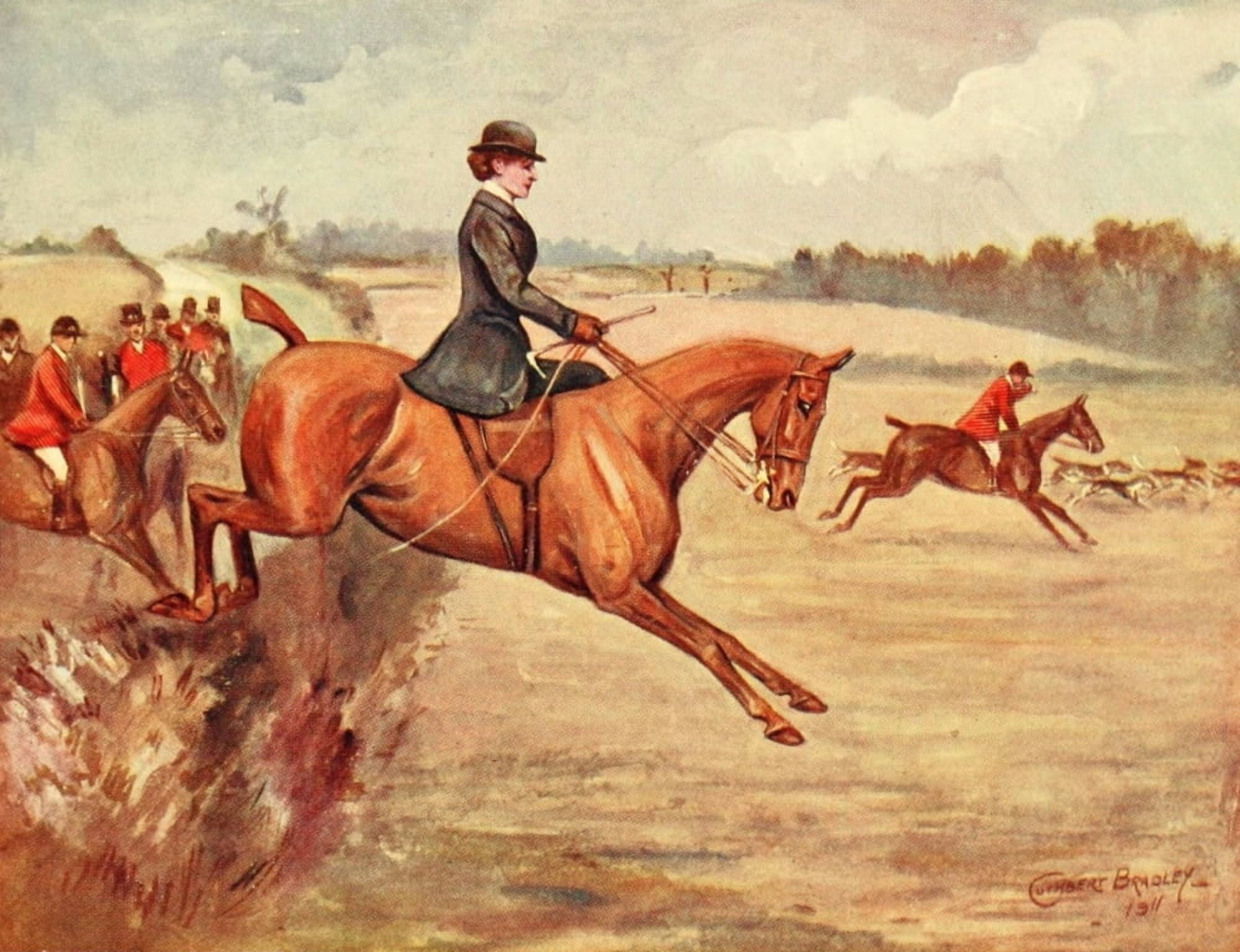 Shire to Shire 1912 Lady Greenall on Winning Post Canvas Art - C Bradley (24 x 36)