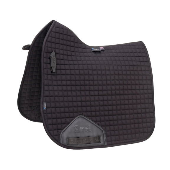 Shires Arma Deluxe Cotton Dressage Saddlecloth - Breathable Quilted High-Wither Pad Black / 17-18