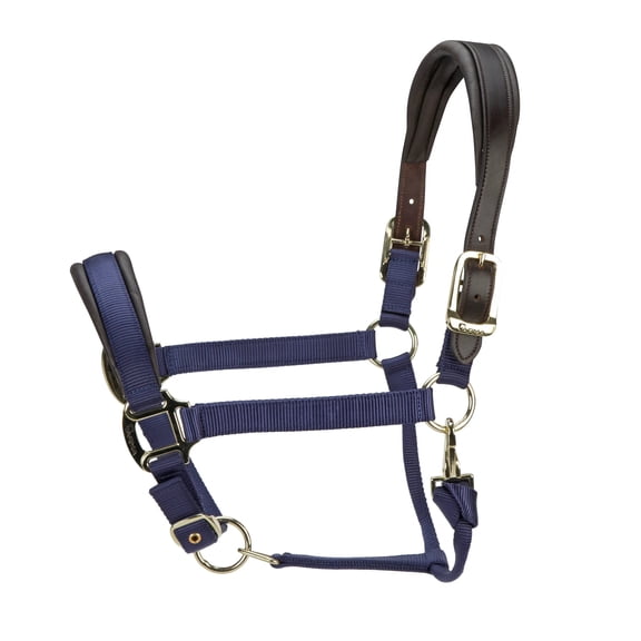 Shires Arma Premium Nylon Halter with Soft Leather Padding - Multiple Sizes Navy / Pony