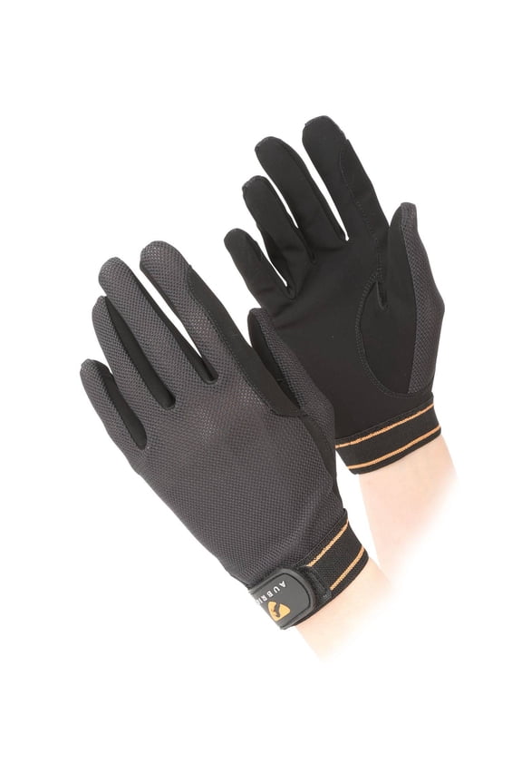 Shires Aubrion Stratos Kids' Riding Gloves: Comfort & Grip Black / Medium