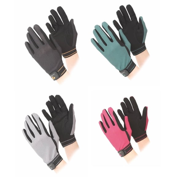 Shires Aubrion Mesh Riding Gloves: Breathable & Non-Slip for Horse Riding Green / Large