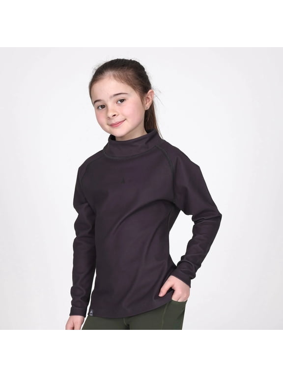 Shires Aubrion React Relaxed Base Layer - Young Rider Youth Equestrian Riding Top Charcoal / 9/10yrs
