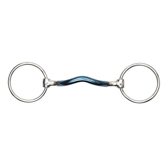 Shires Blue Alloy Loose Ring with Mullen Mouth Bit Blue Sweet Iron 5.5"