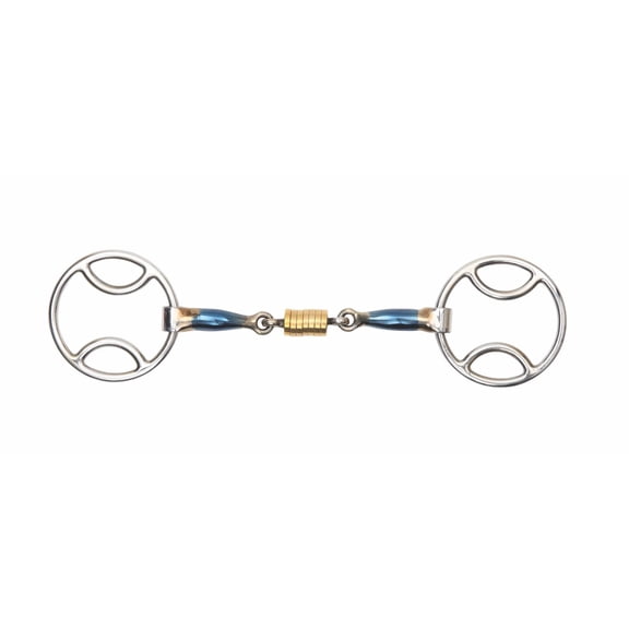 Shires Blue Sweet Iron Bevel Bit with Roller Link - Equestrian Horse Bit - Multiple Sizes 4.5