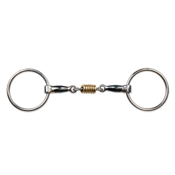 Shires Blue Sweet Iron Loose Ring Snaffle Bit with Brass Roller - Multiple Sizes 5.5