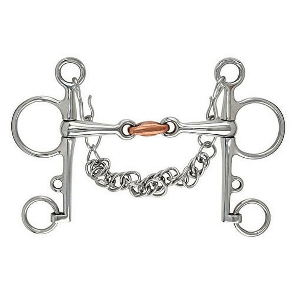 Shires Double Jointed Copper Lozenge Pelham Bit Stainless Steel 4.5"