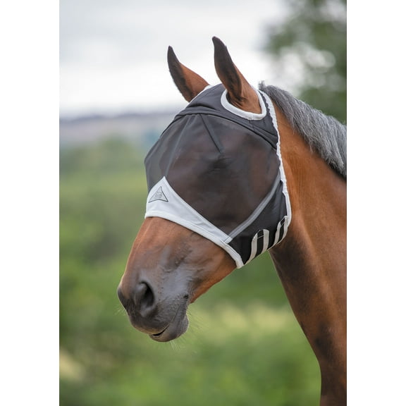 Shires Fine Mesh Fly Mask with Ear Holes Blk COB