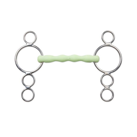 Shires Equikind Three Ring Flexible Gag Bit - Stainless Steel - Multiple Sizes 5.5
