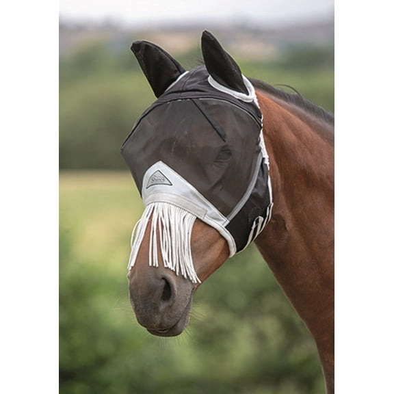 Shires FlyGuard Fine Mesh Fly Mask with Nose Fringe