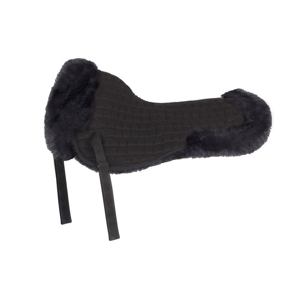 Shires High Wither Fleece Half Pad #88500 - Quilted Synthetic Fleece Pressure-Balancing Horse Saddle Pad Black
