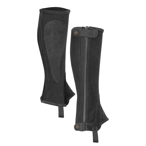 Shires Moretta Suede Half Chaps – Classic Leg Protection Black / Short X-Large / Adult