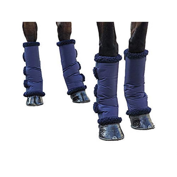 Shires Short Fleece Lined Travel Boots Navy - Synthetic Sheepskin Lining - Set of 4 - Multiple Sizes Full