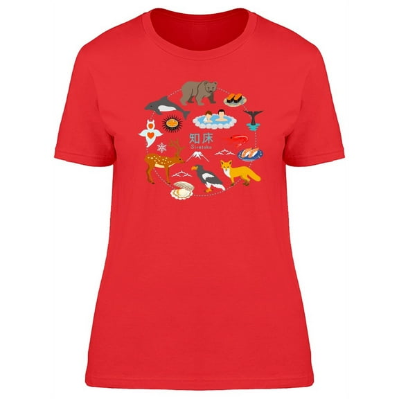 Shiretoko Tourism Doodles T-Shirt Women -Image by Shutterstock, Female Medium