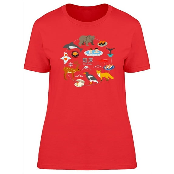Shiretoko Tourism Doodles T-Shirt Women -Image by Shutterstock, Female Small
