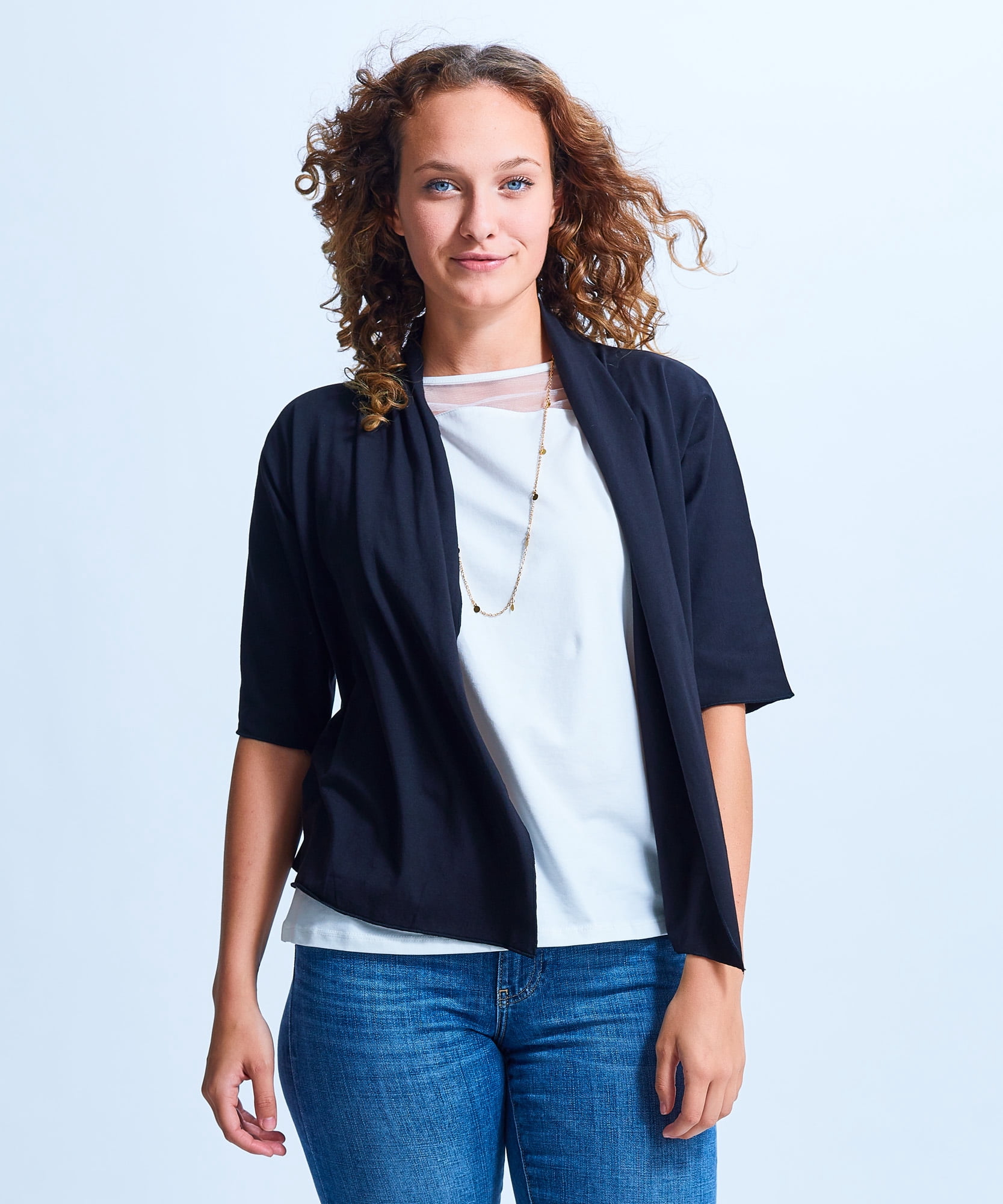 Elbow Sleeve Cropped Cardigan