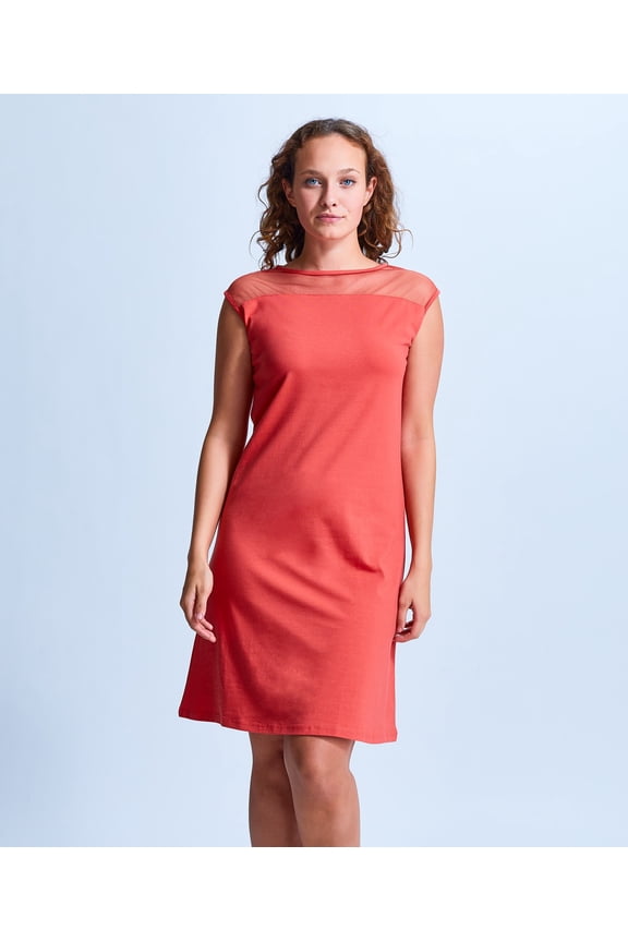 Mesh Shoulder Cap Sleeve Dress