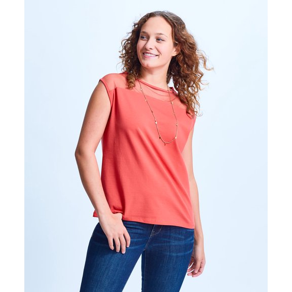 Shirin Mesh Shoulder Cap Sleeve Top