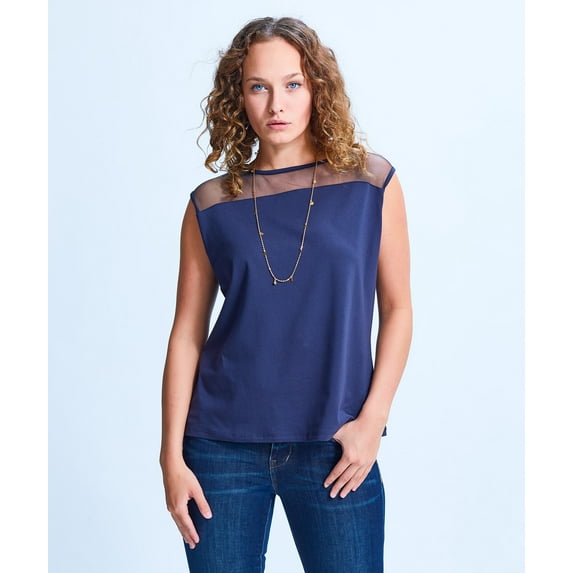 Shirin Mesh Shoulder Cap Sleeve Top