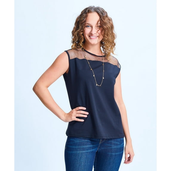 Shirin Mesh Shoulder Cap Sleeve Top