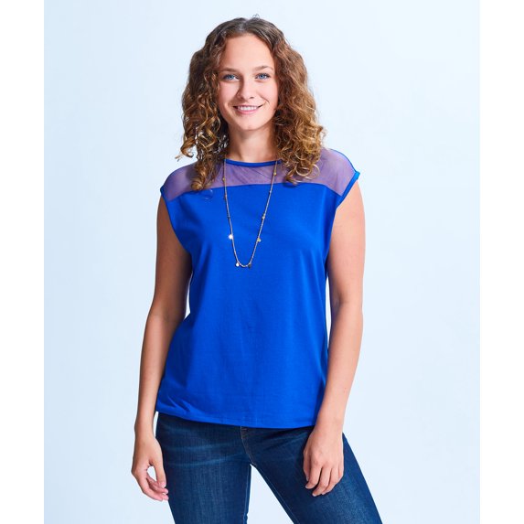 Shirin Mesh Shoulder Cap Sleeve Top