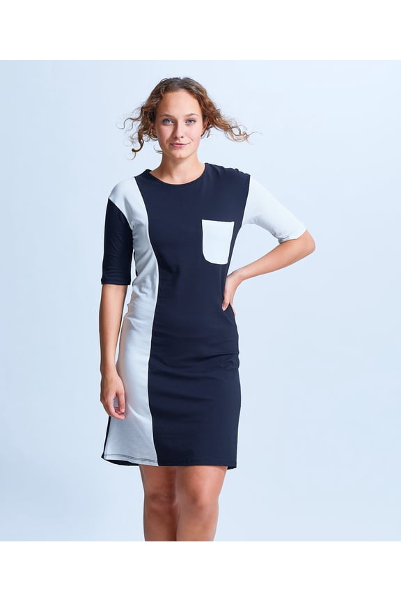 Two Tonned Fitted Dress with Pocket