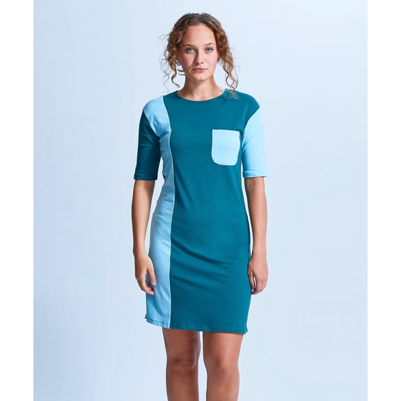 Shirin Two Tonned Fitted Dress with Pocket